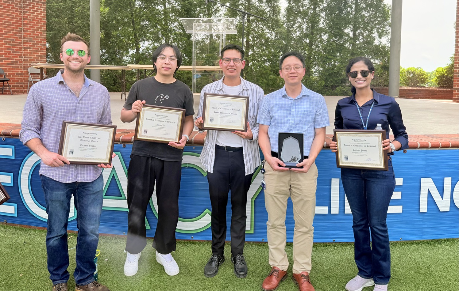 (group photo) Zach Brown, Yilang Li, Josue Zambrano, Huabo Su, Shikha Yadav